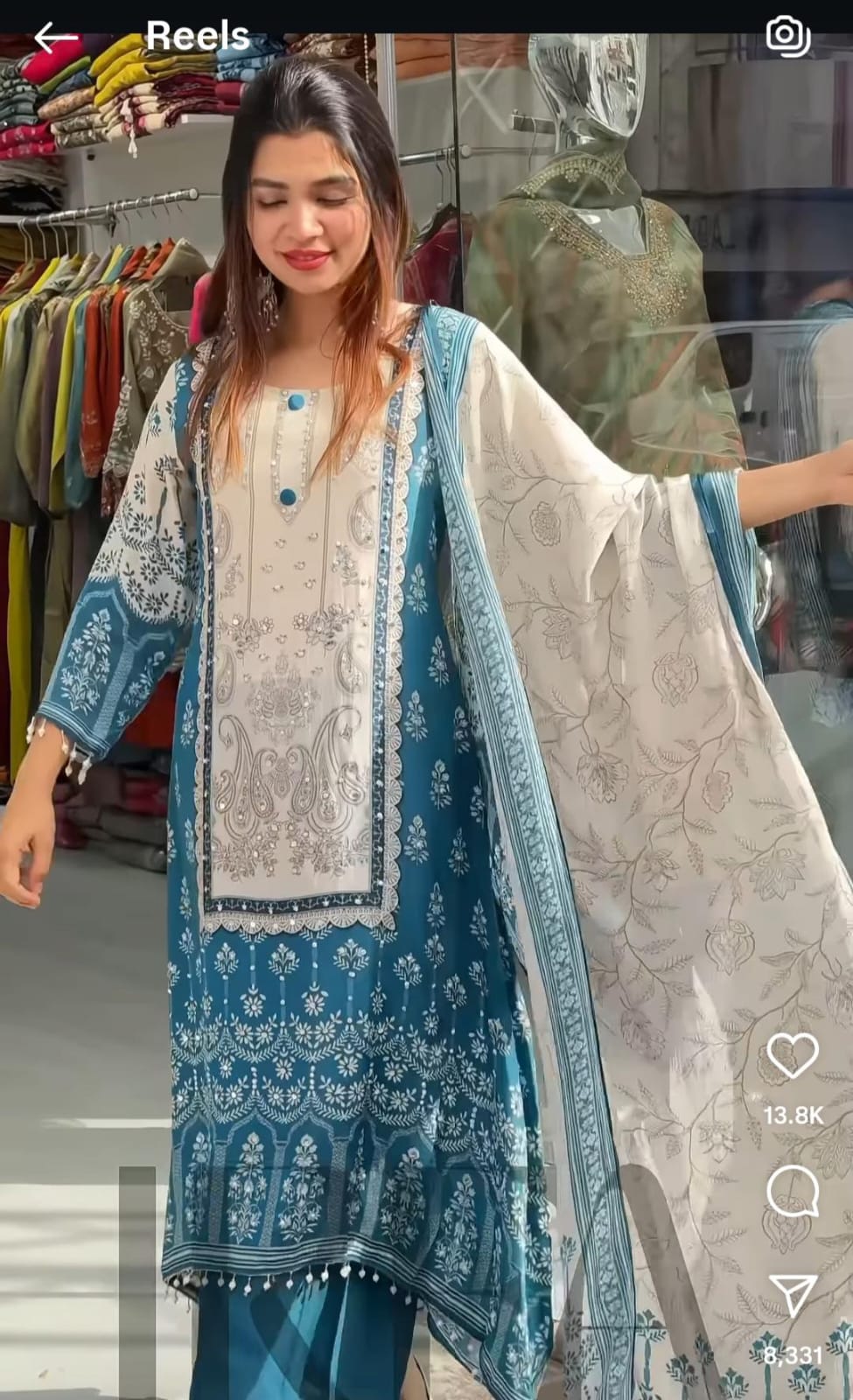 Kurti with pent With Duppta Beautifully bordered dupatta with floral motifs and fine detailing - Image 5