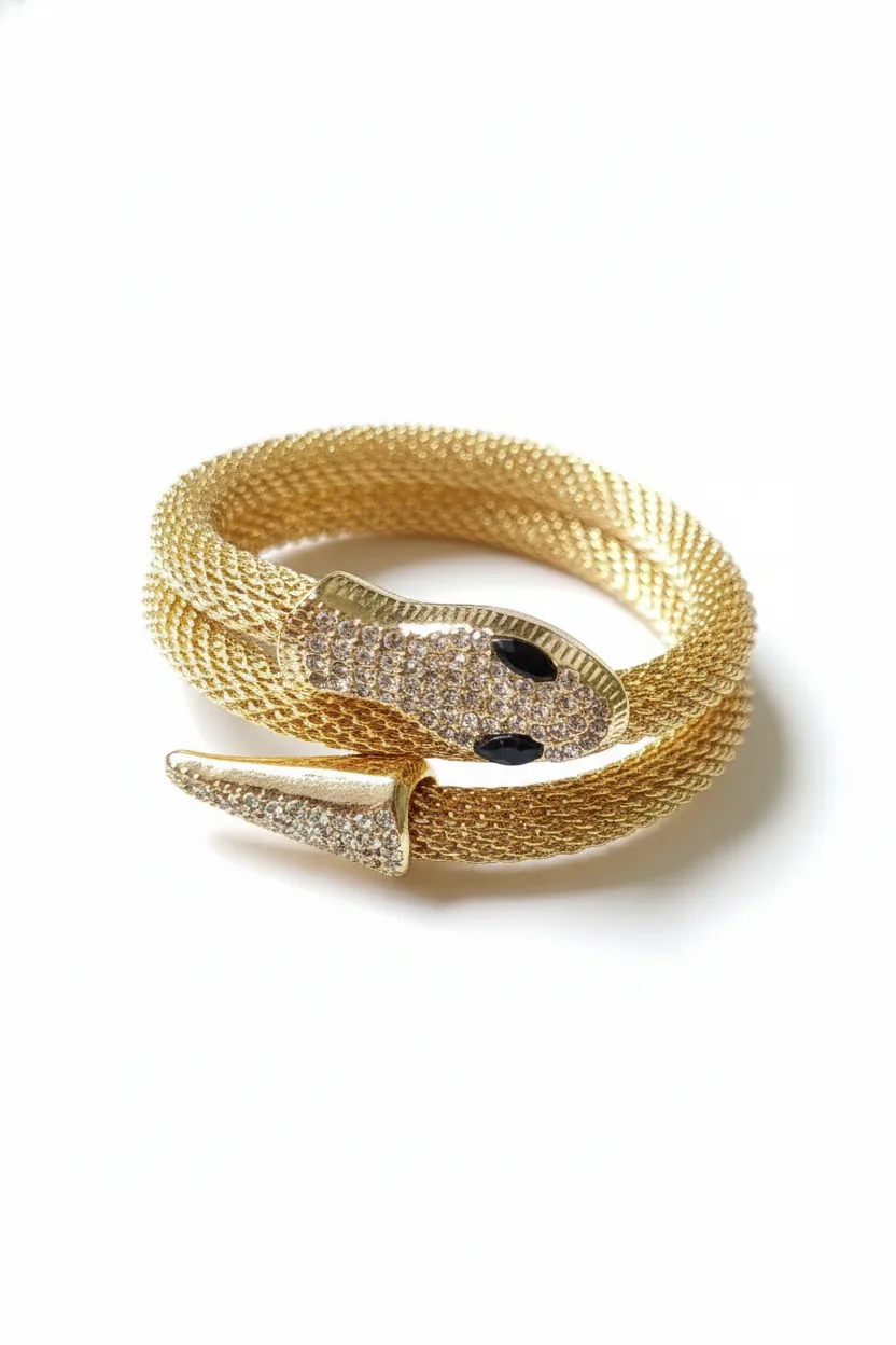 18k gold plated Snake Design Adjustable Wrap Bracelet for Women - Image 2