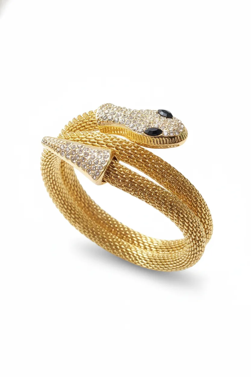 18k gold plated Snake Design Adjustable Wrap Bracelet for Women - Image 3