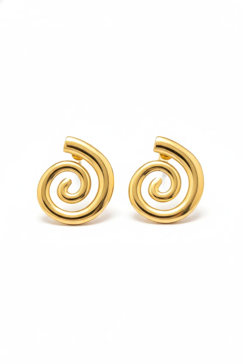 Gold Spiral Stud Earrings for Women - Image 2