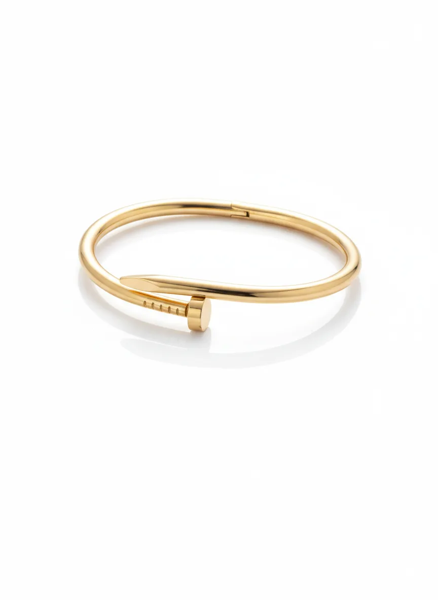 Premium Gold Plated Nail Design Bracelet for Women - Image 2