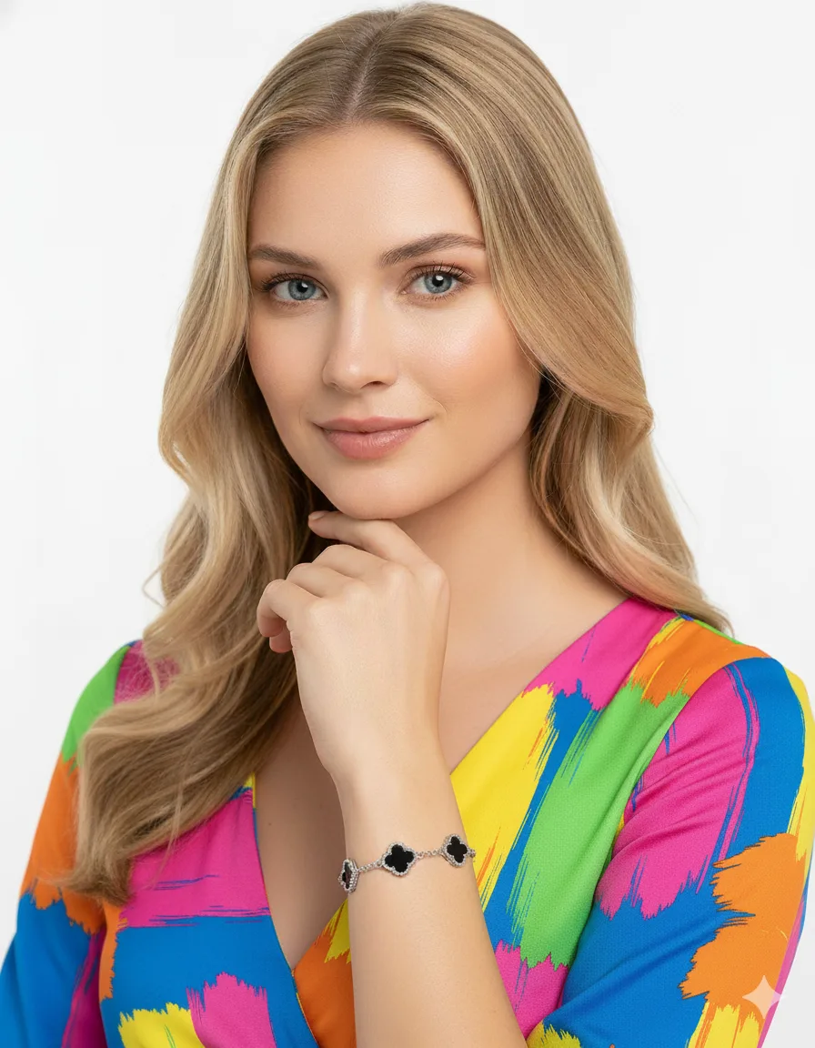 Dual Clover Charm Bracelet – 18K Gold Plated (Anti-Tarnish) - Image 2