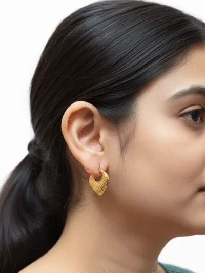 Gold Textured Hoop Earrings for Women