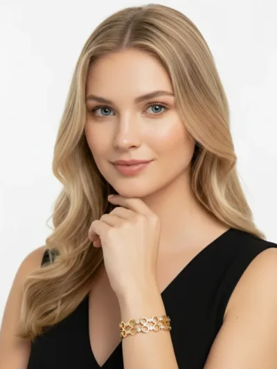 Elegant Gold-Plated Geometric Circle Bracelet, Gold bracelet, women’s jewelry,anti-tarnish bracelet