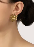 Gold Textured Heart Stud Earrings for Women