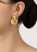 Gold Textured Statement Stud Earrings for Women