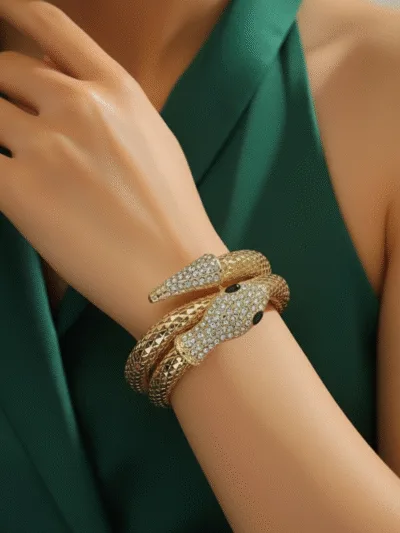 18k gold plated Snake Design Adjustable Wrap Bracelet for Women