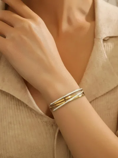 Elegant Triple Layer 18kGold-Plated Crystal Bracelet