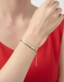 18k Gold Plated Bracelet with White Stones Elegant Adjustable