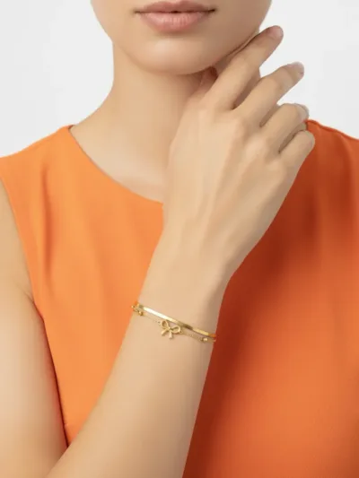 18k gold plated Stylish bracelet with a cute bow charm