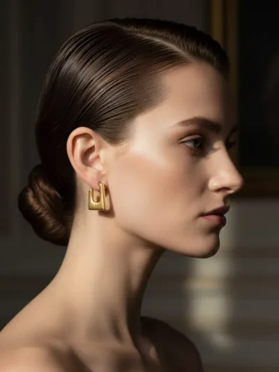 18k gold plated Geometric Gold Hoop Earrings