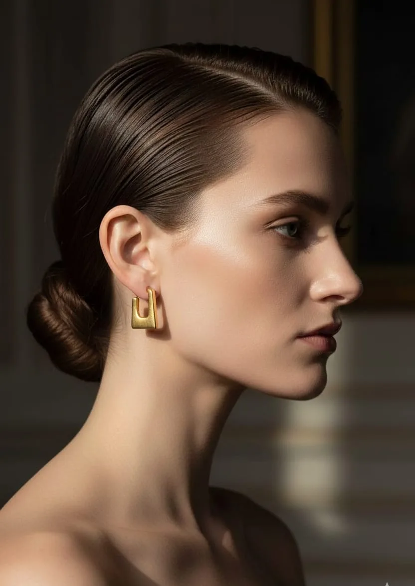 18k gold plated Geometric Gold Hoop Earrings