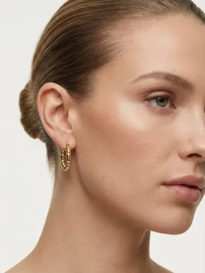 18k Gold Plated Twisted Rope Gold Hoop Earrings