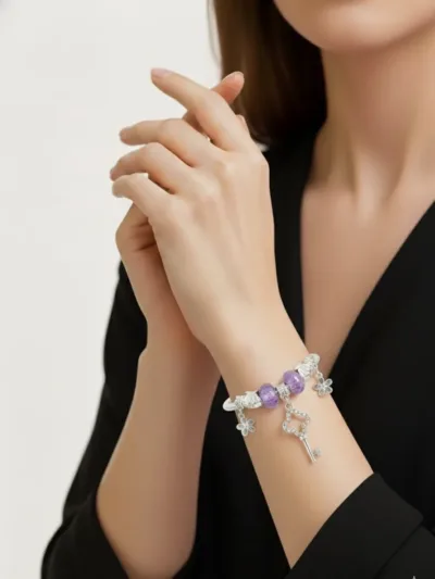 Charms Pandora Bracelet Oxidised Slip-On Link Beads Bracelet for Women and Girls