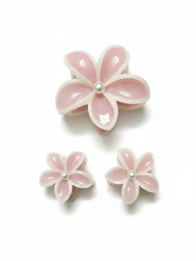Elegant Pearl Center Floral Claw Clip, 3 piece combo set
