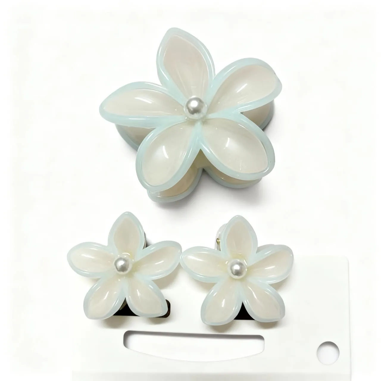 Elegant Pearl Center Floral Claw Clip, 3 piece combo set - Image 5
