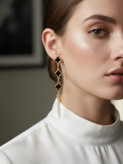 3-in-1 Stylish Gold Plated Earring Set (Studs, Hoops & Dangler)