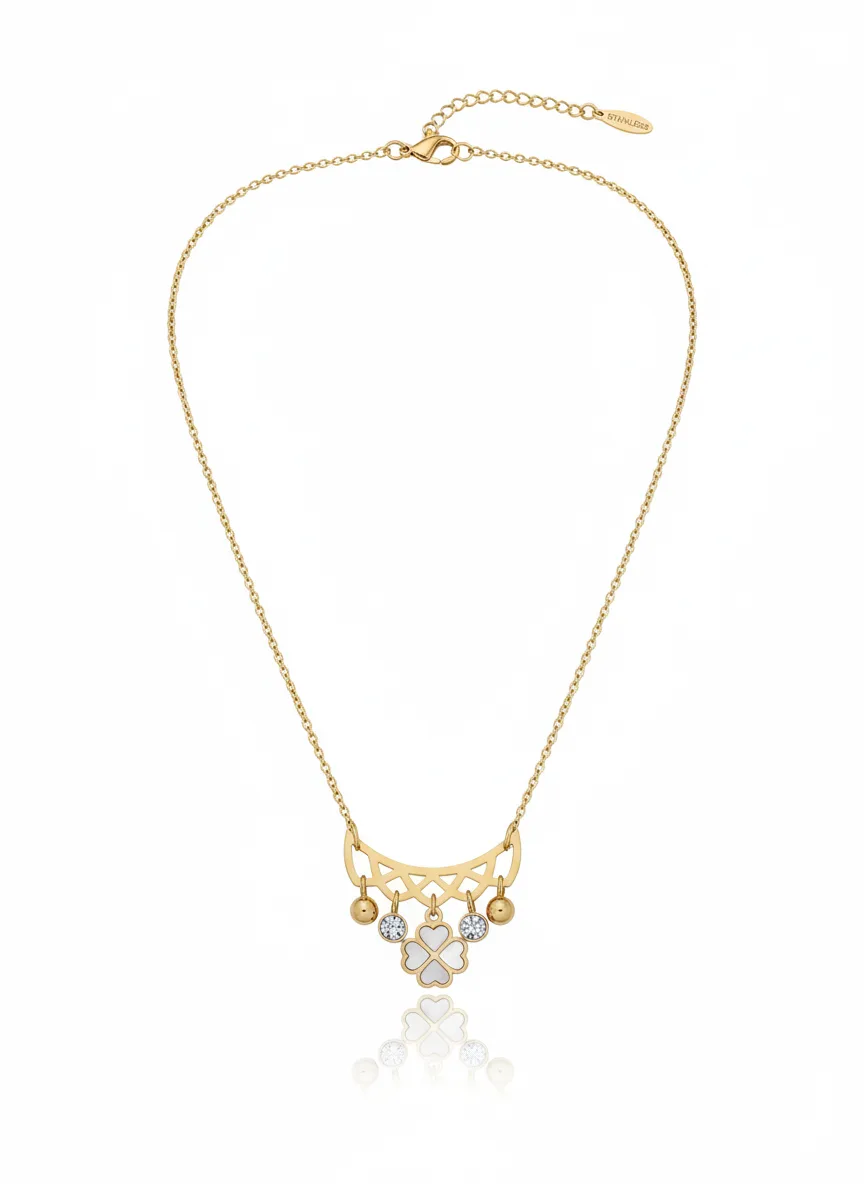 18K Gold Plated Clover Charm Necklace - Image 2