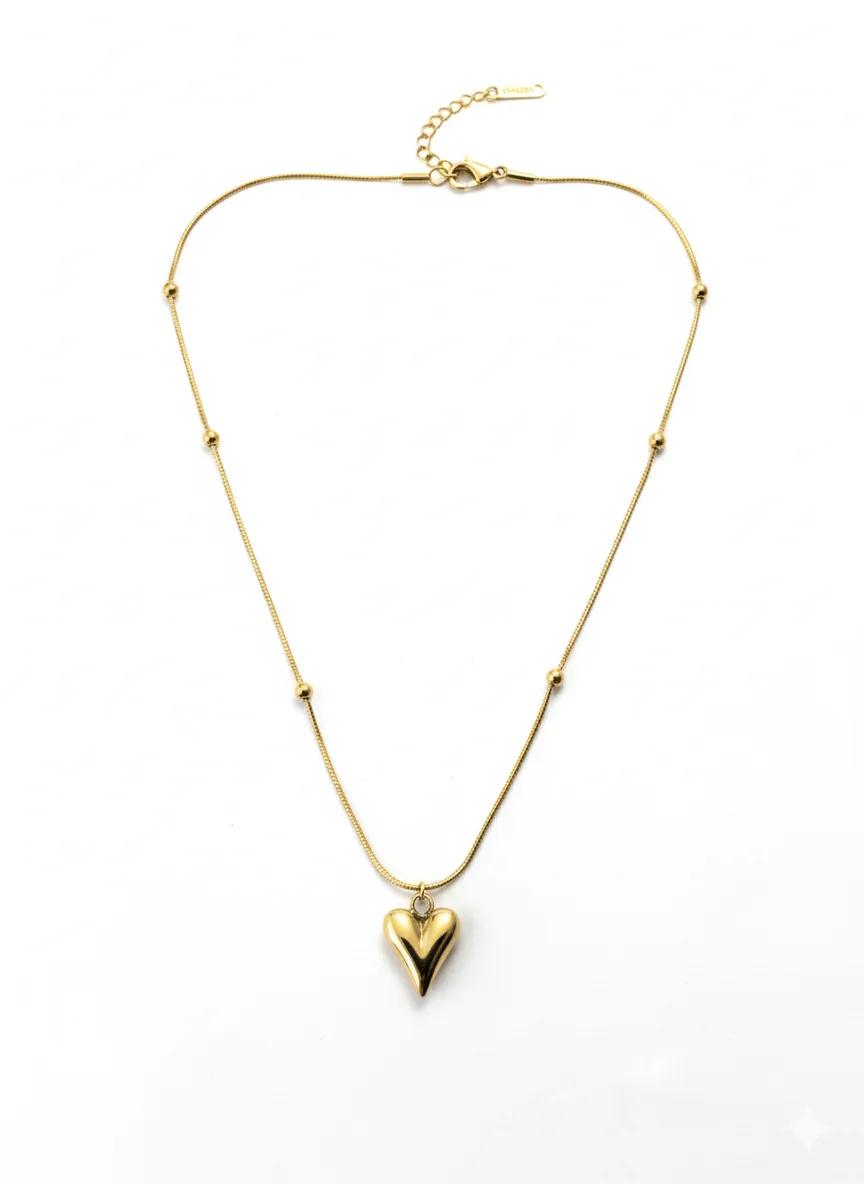 18K Gold Plated Heart Pendant Necklace - Image 2