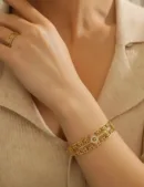 Luxury Designer 18k Gold-Plated Bracelet & Ring Combo Set