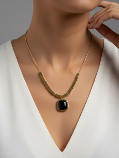 18K Gold Plated Stone Necklace