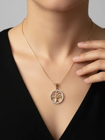 18K Gold Plated Tree of Life Pendant Necklace