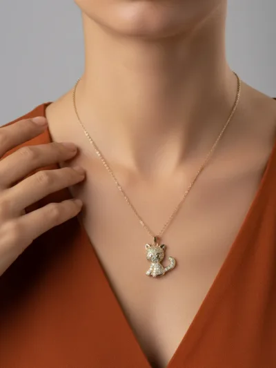 18K Gold Plated Cute Cat Pendant Necklace