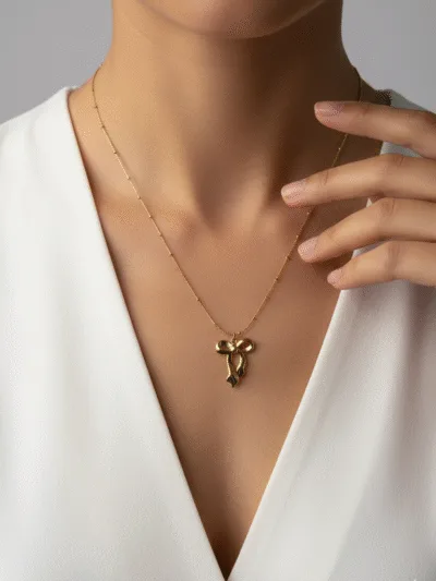 18K Gold Plated Bow Pendant Necklace