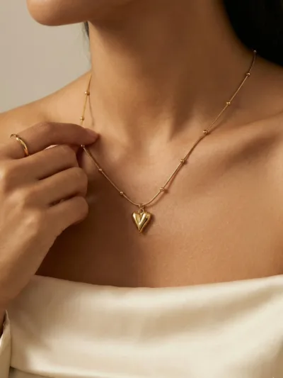 18K Gold Plated Heart Pendant Necklace